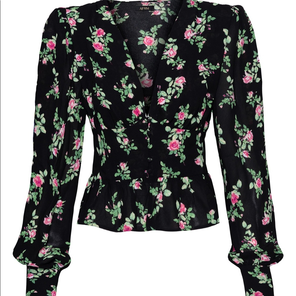 Afrm noir flour blouse
